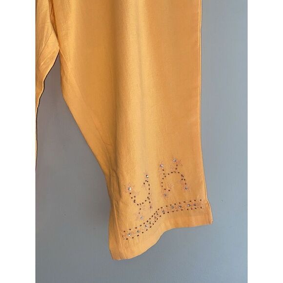 Jane Ashley Pull-On Pants Crop Capri Orange Drawstring Embellished Embroidery 2X - Picture 4 of 16